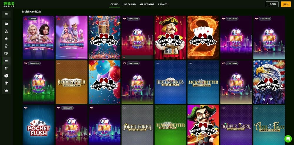 wild casino play live poker tables